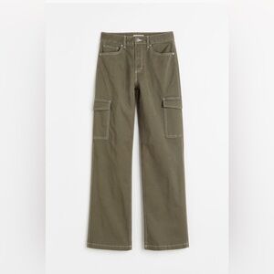 H&M Olive Green Cargo Pants | 90’s Baggy High-Waisted Wide Leg | Size 0 | YK2